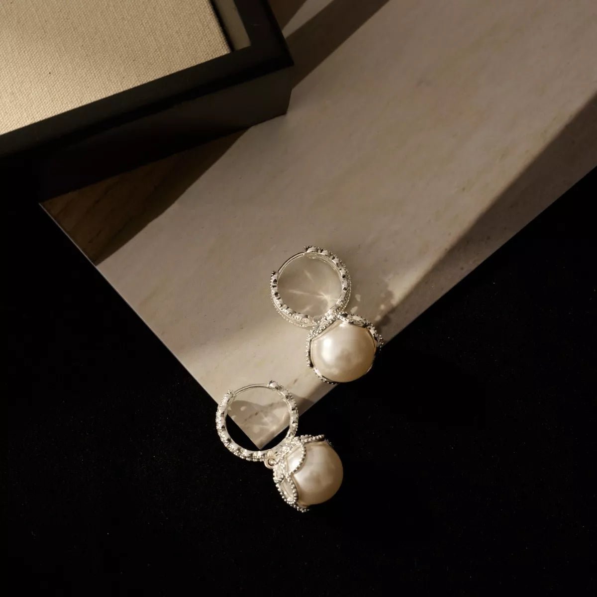 Pearl Hoop Earrings 925 Post