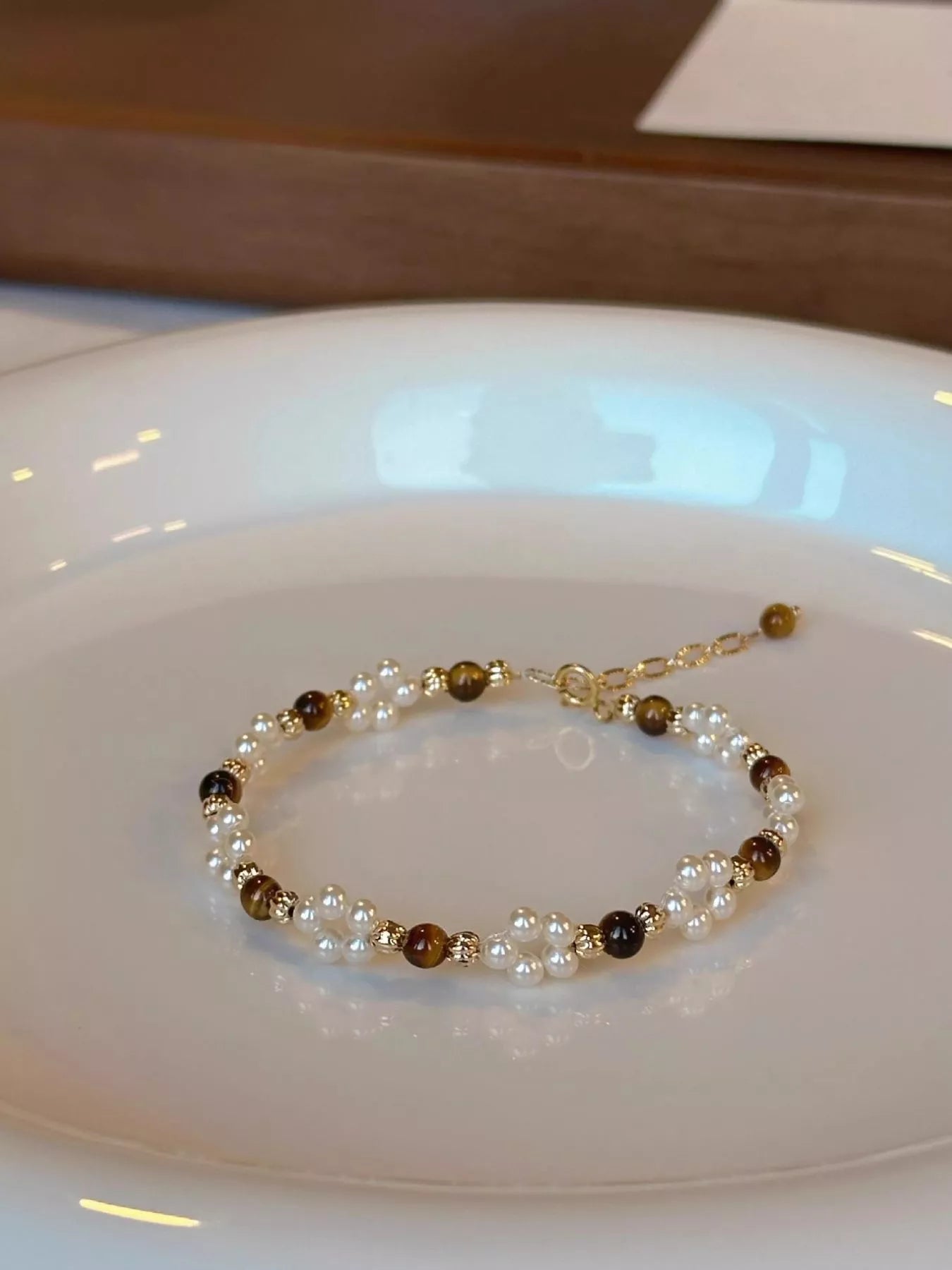 Tiger Eye Pearl Bracelet