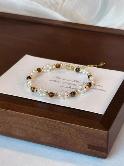 Tiger Eye Pearl Bracelet