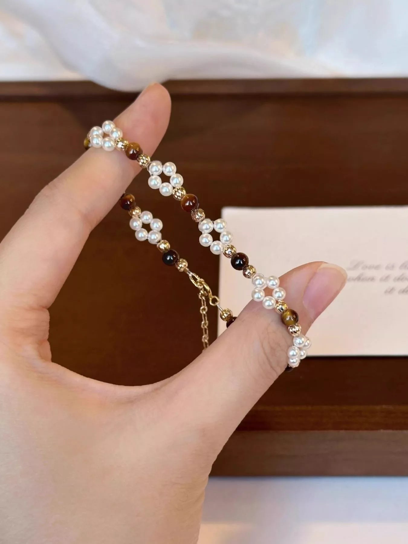 Tiger Eye Pearl Bracelet
