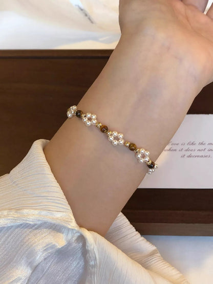 Tiger Eye Pearl Bracelet