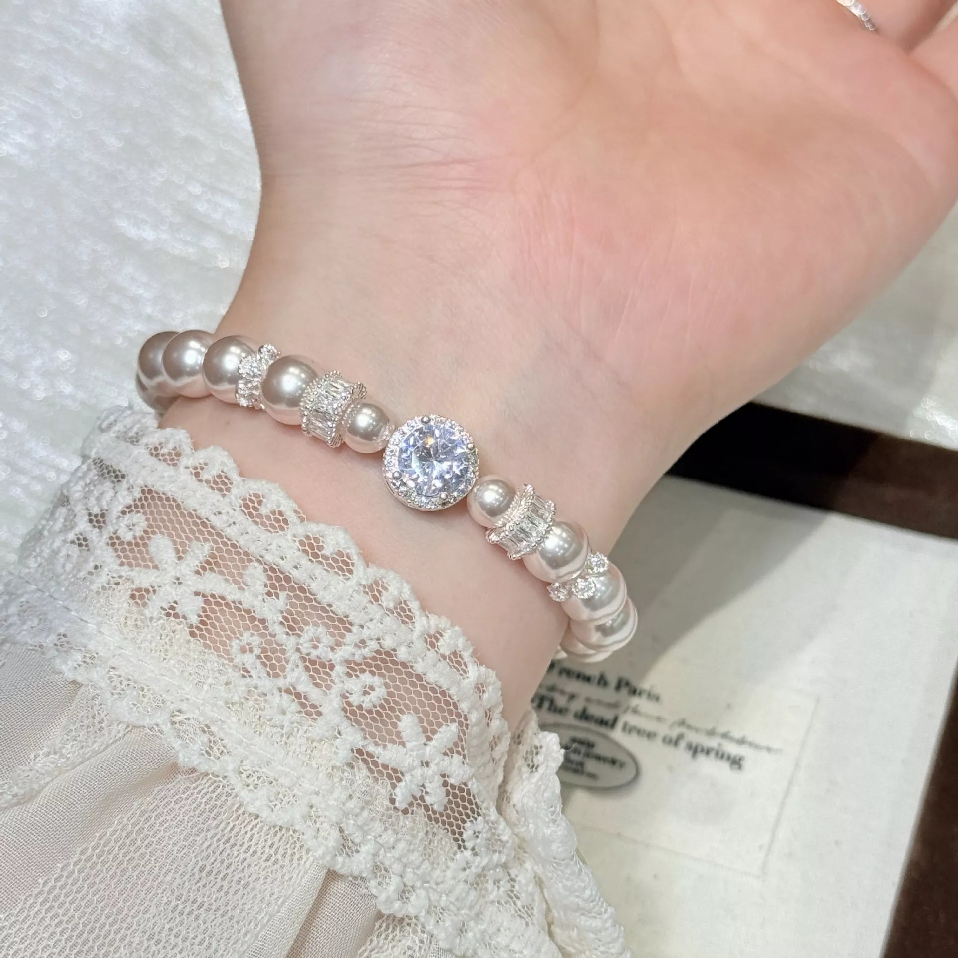 Pearl Zircon Chain Bracelet