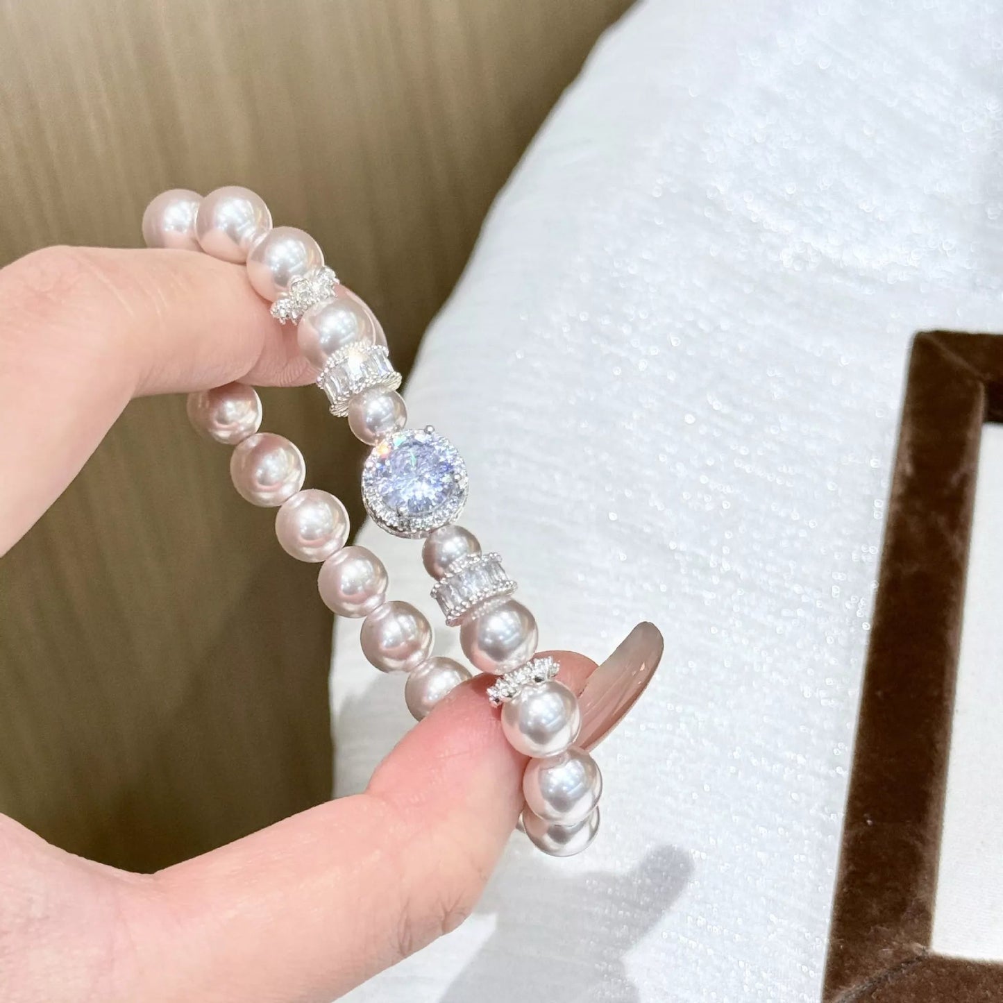 Pearl Zircon Chain Bracelet