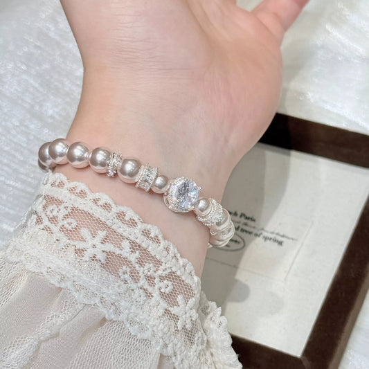 Pearl Zircon Chain Bracelet
