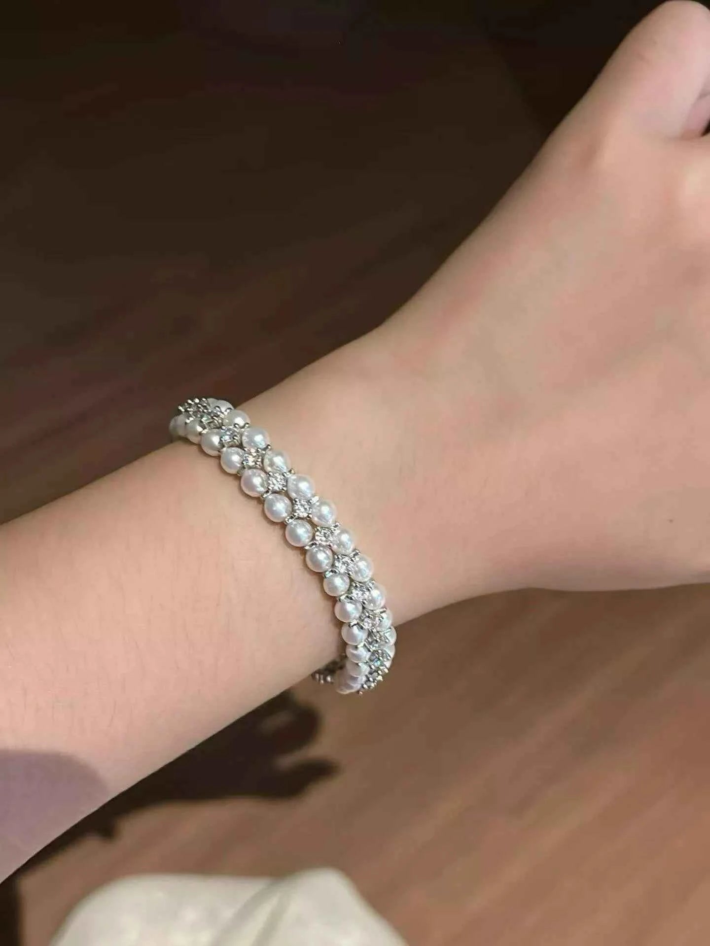 Pearl Zircon Chain Bracelet