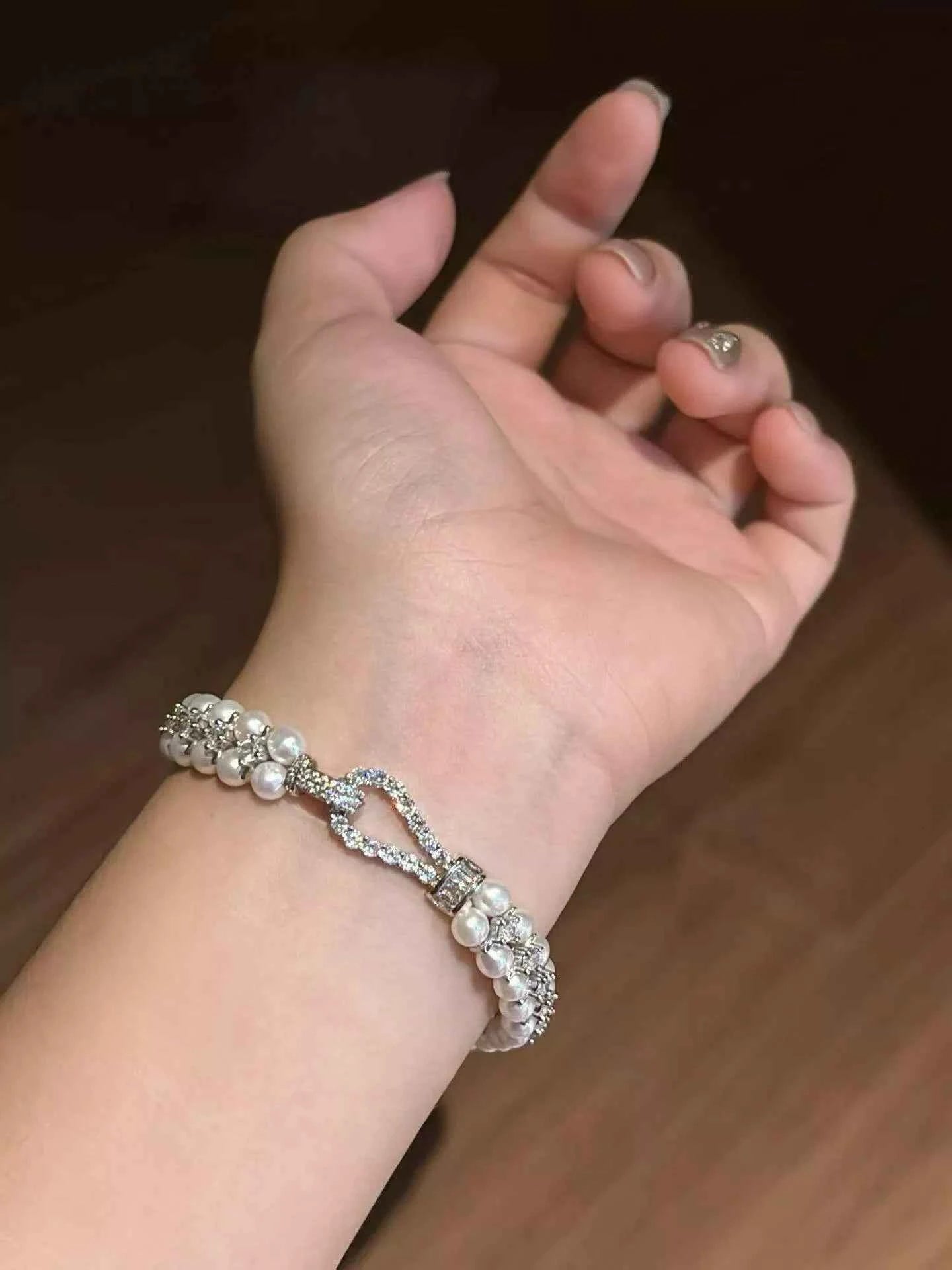 Pearl Zircon Chain Bracelet
