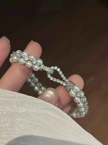 Pearl Zircon Chain Bracelet