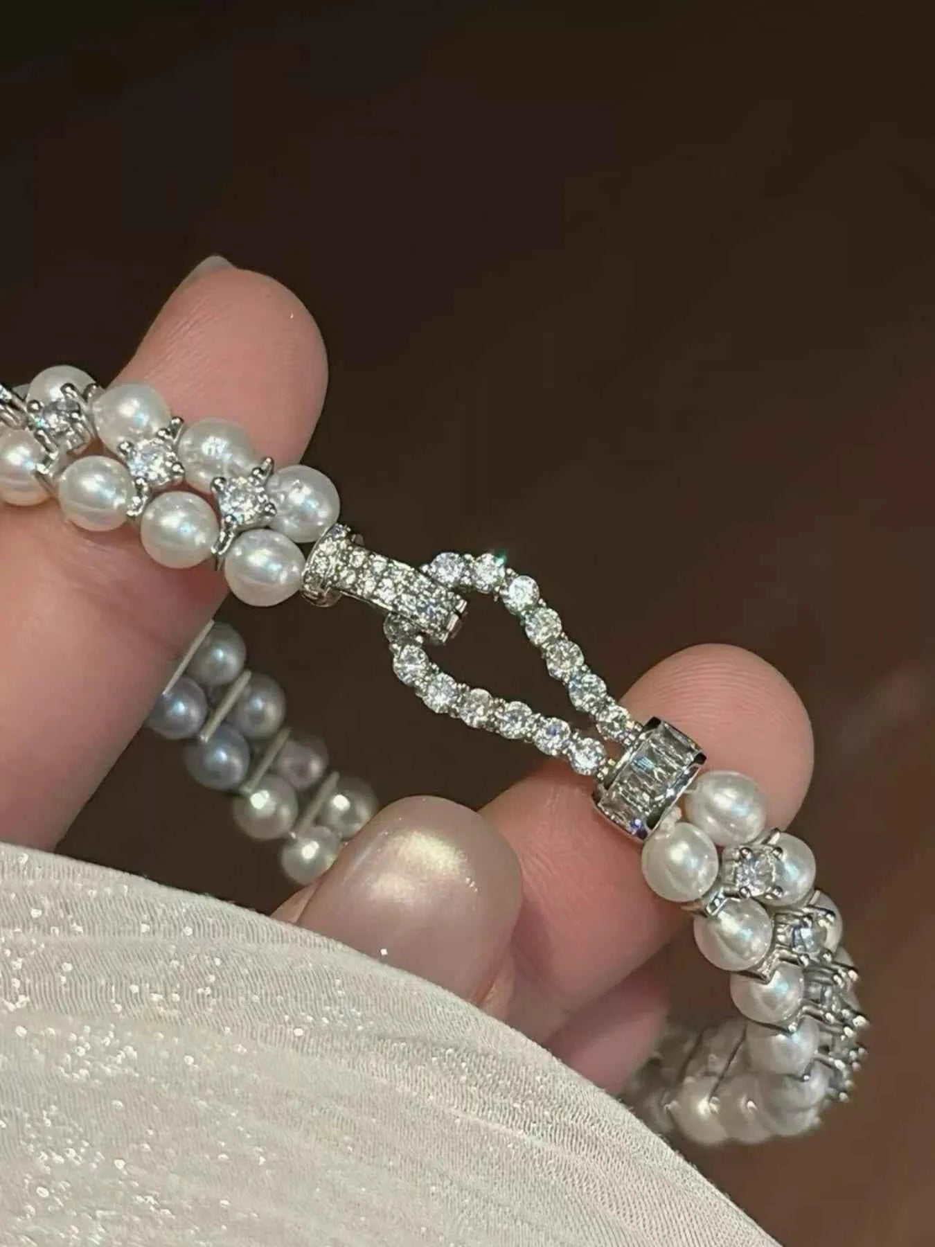 Pearl Zircon Chain Bracelet