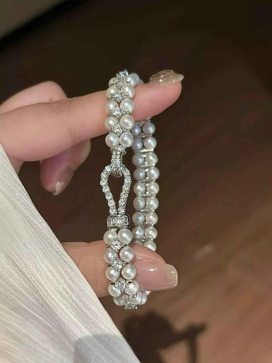 Pearl Zircon Chain Bracelet