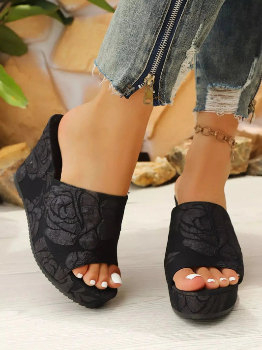 Peep Toe Platform Wedge Sandals