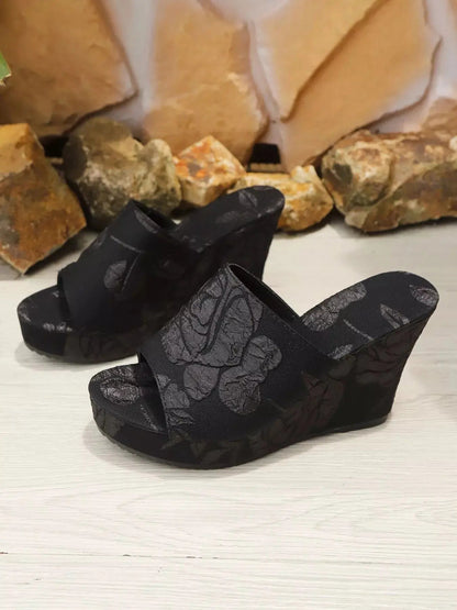 Peep Toe Platform Wedge Sandals