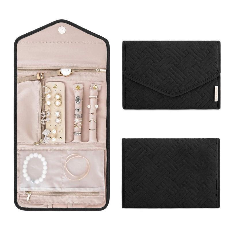 Periea Travel Jewellery Roll -Jewellery Travel Pouch Portable Case Box Organiser - Black