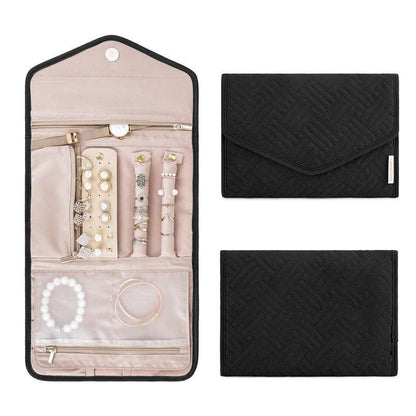 Periea Travel Jewellery Roll -Jewellery Travel Pouch Portable Case Box Organiser - Black