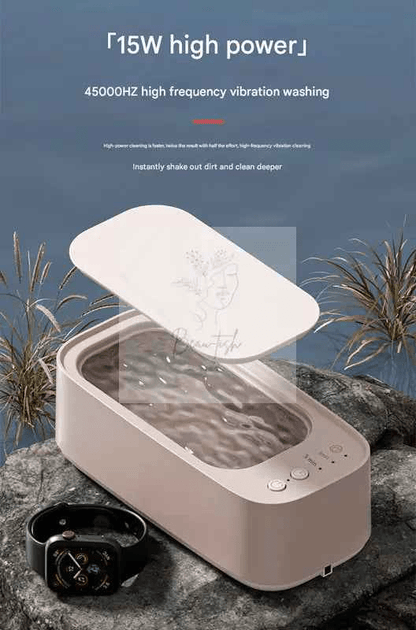 Pink Portable Ultrasonic Cleaner - 45kHz Professional High-Frequency Cleaning Machine for Jewellery, Glasses, Watches, and Makeup Brushes