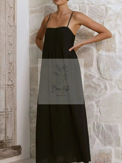 Pleated Bodice Midi Cami Dress