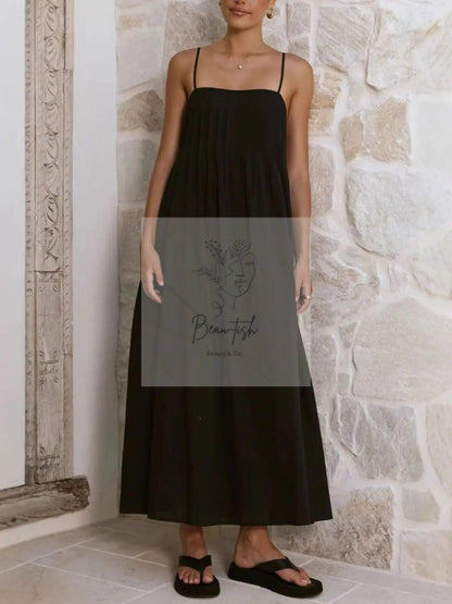 Pleated Bodice Midi Cami Dress
