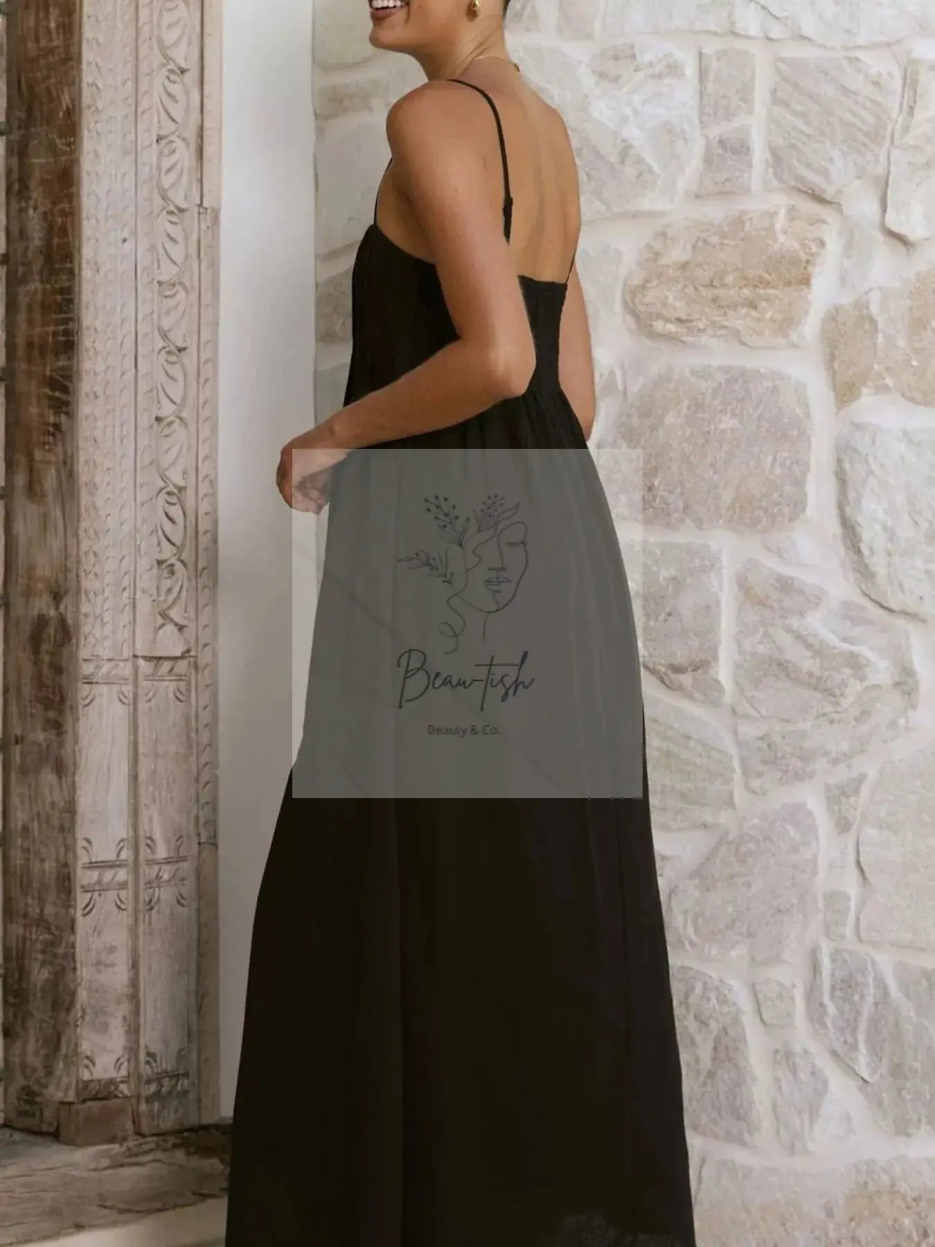 Pleated Bodice Midi Cami Dress
