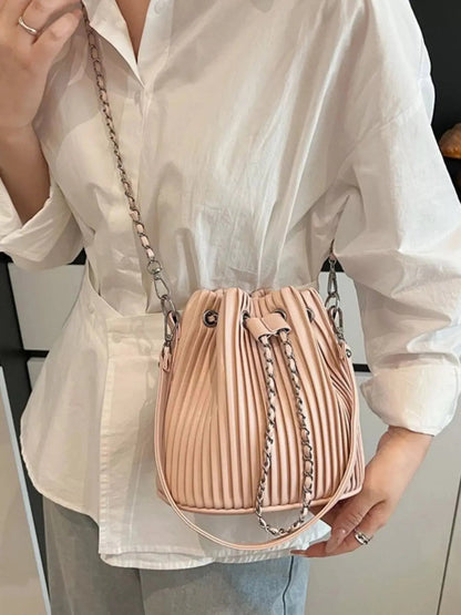 Pleated Bucket Crossbody Bag