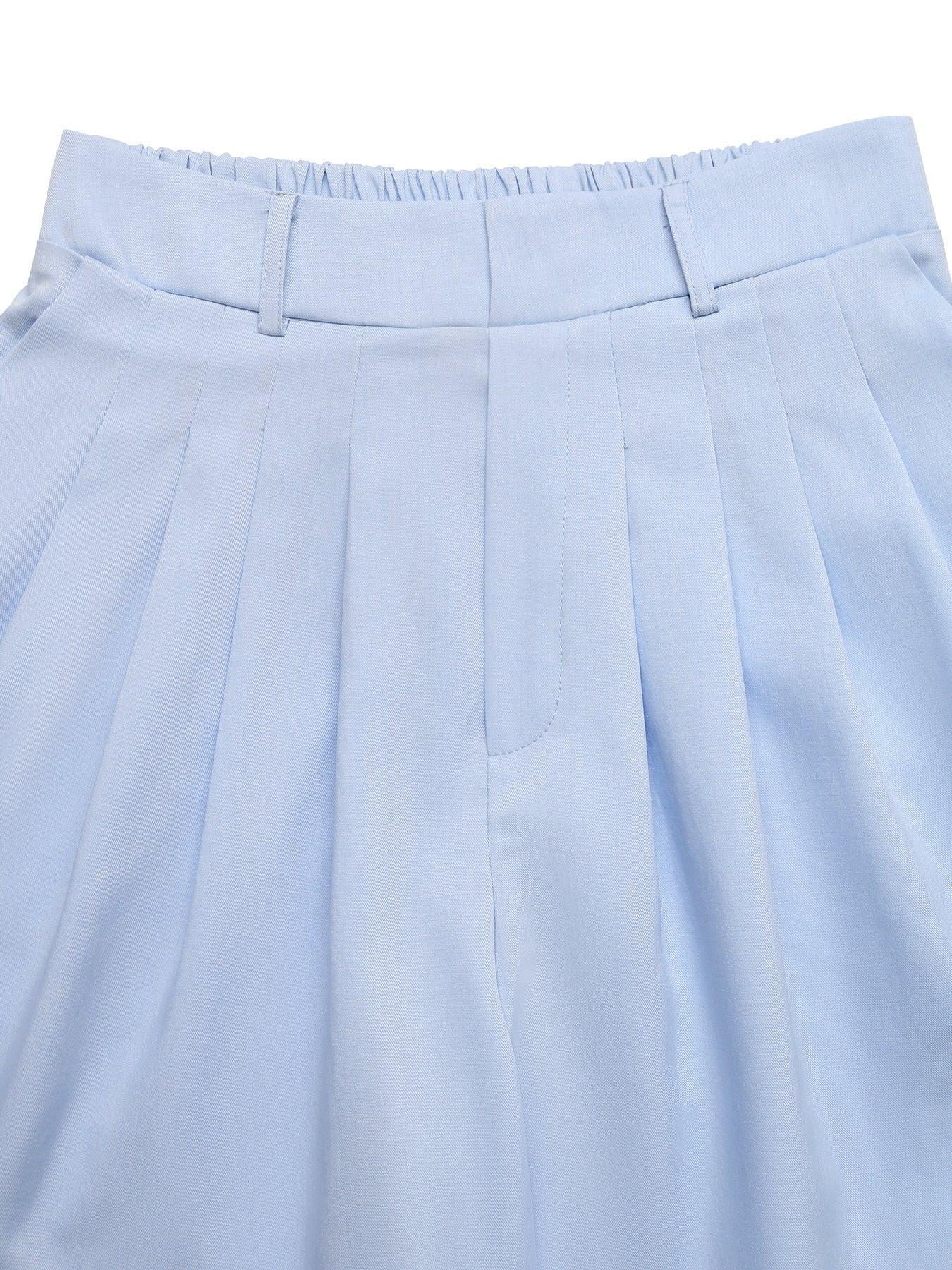 Pleated High-Waisted Shorts