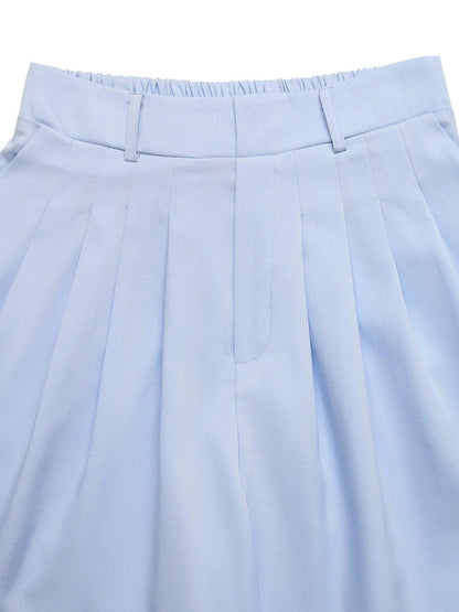 Pleated High-Waisted Shorts
