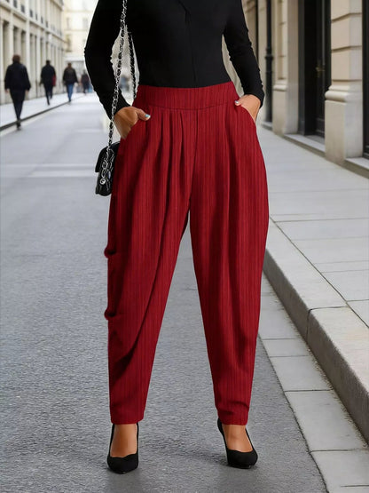 Plus Size Pocketed Waist Pants