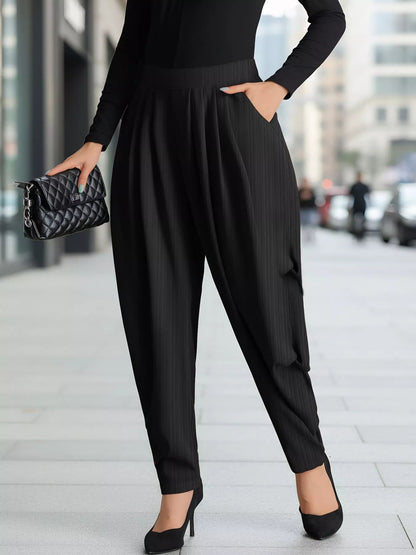 Plus Size Pocketed Waist Pants