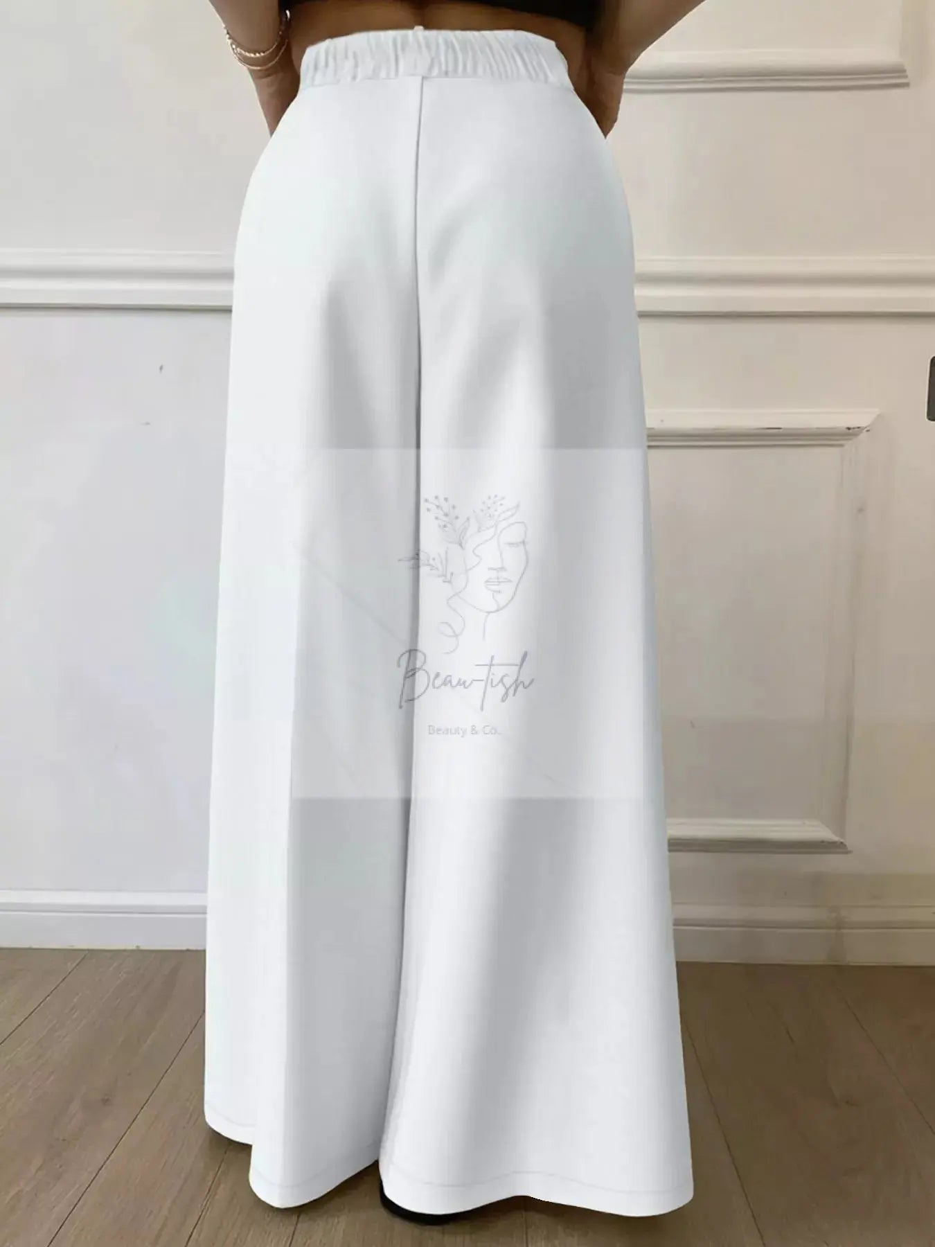 Plus Size Elastic Waist Wide Leg Pants