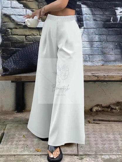 Plus Size Elastic Waist Wide Leg Pants