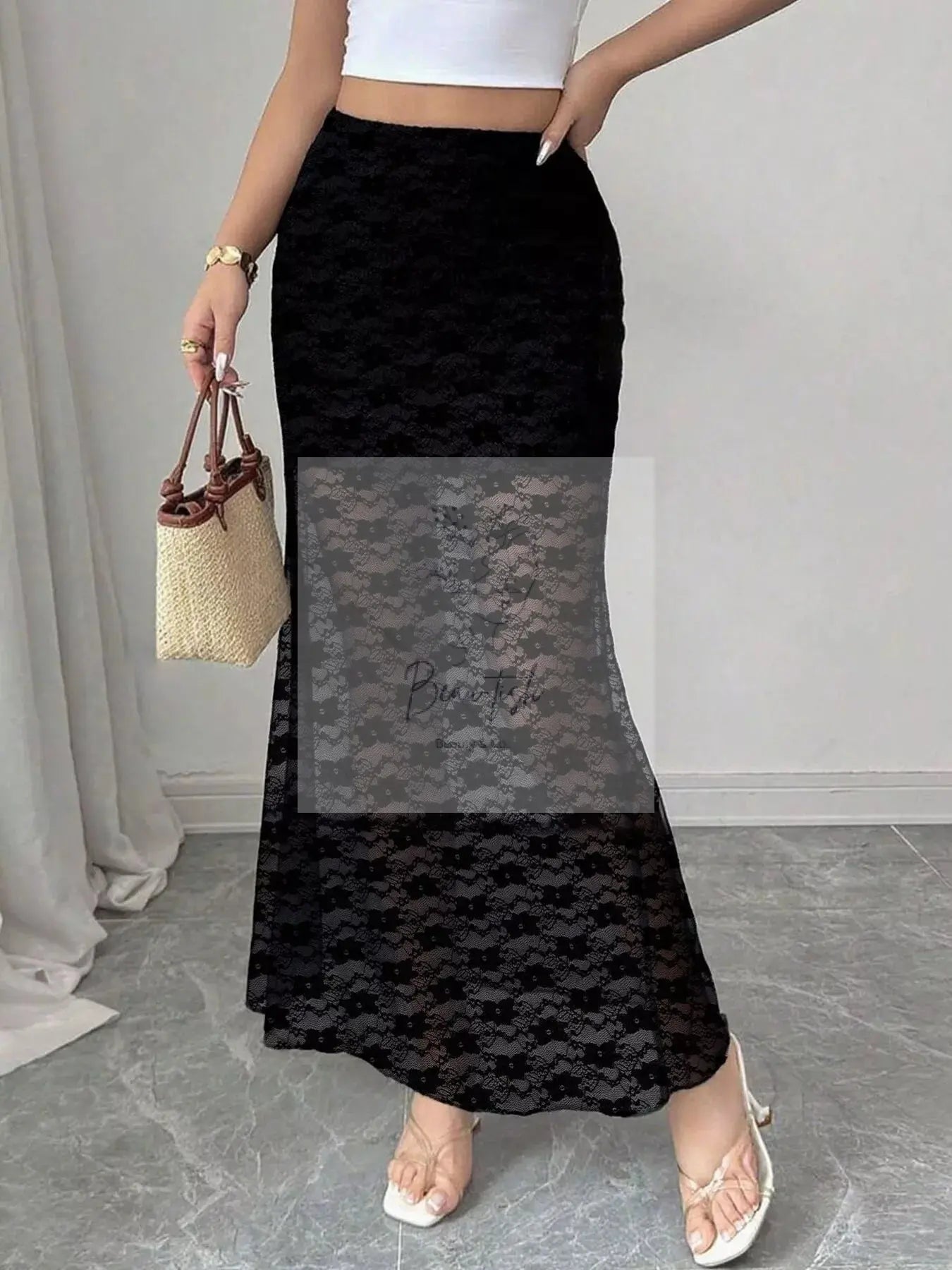 Plus Size Elegant Lace Mermaid Sheer Skirt