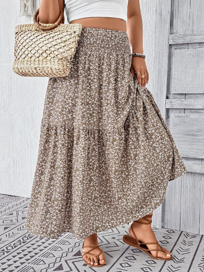 Plus Size Floral Print Tiered Skirt