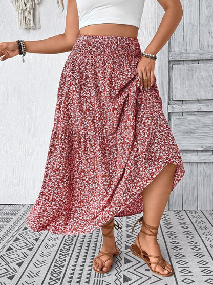 Plus Size Floral Print Tiered Skirt