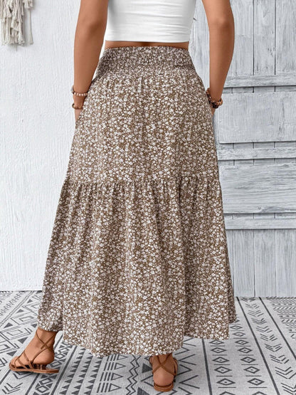 Plus Size Floral Print Tiered Skirt