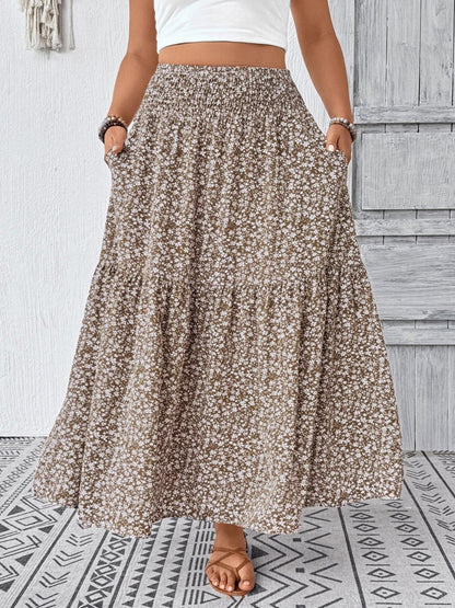 Plus Size Floral Print Tiered Skirt