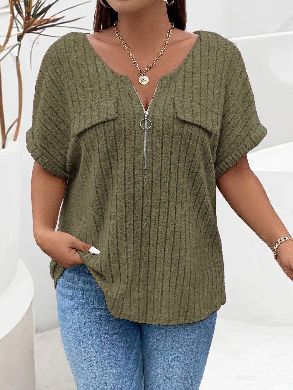Plus Size Half-Zip Tee