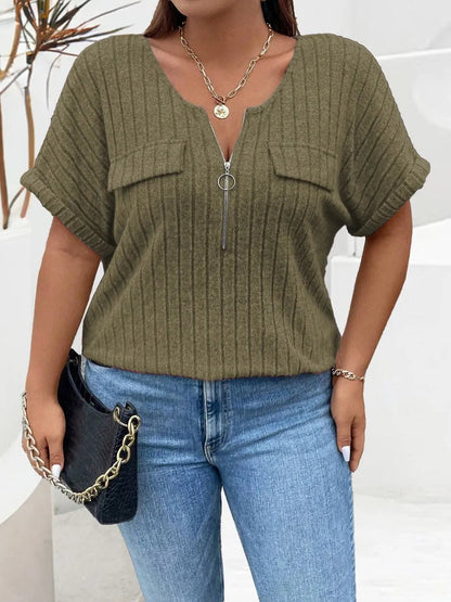 Plus Size Half-Zip Tee