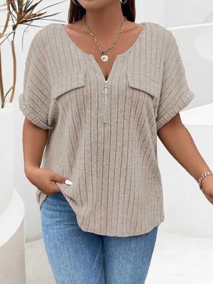 Plus Size Half-Zip Tee