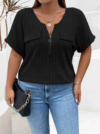 Plus Size Half-Zip Tee
