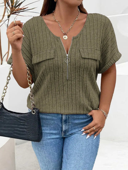 Plus Size Half-Zip Tee