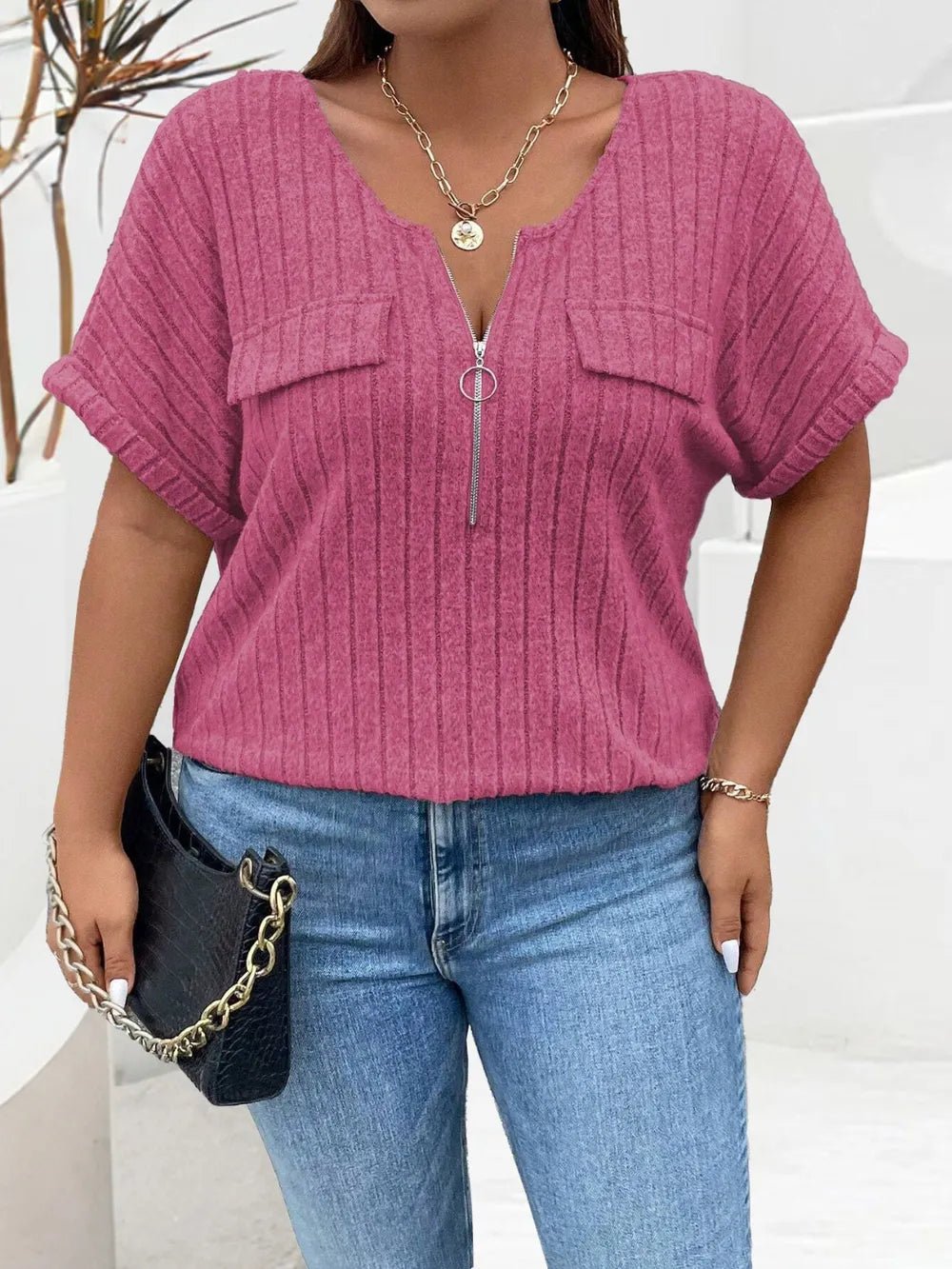 Plus Size Half-Zip Tee