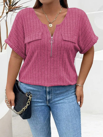 Plus Size Half-Zip Tee