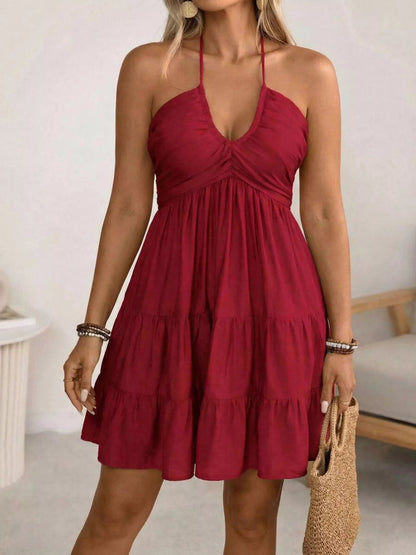 Plus Halter Ruffle Mini Dress