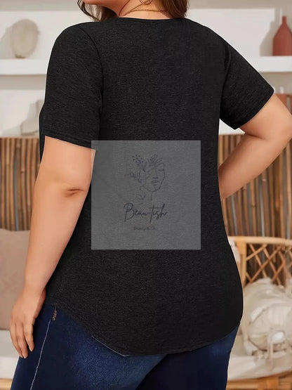 Plus Size Lace Detail Short Sleeve Top