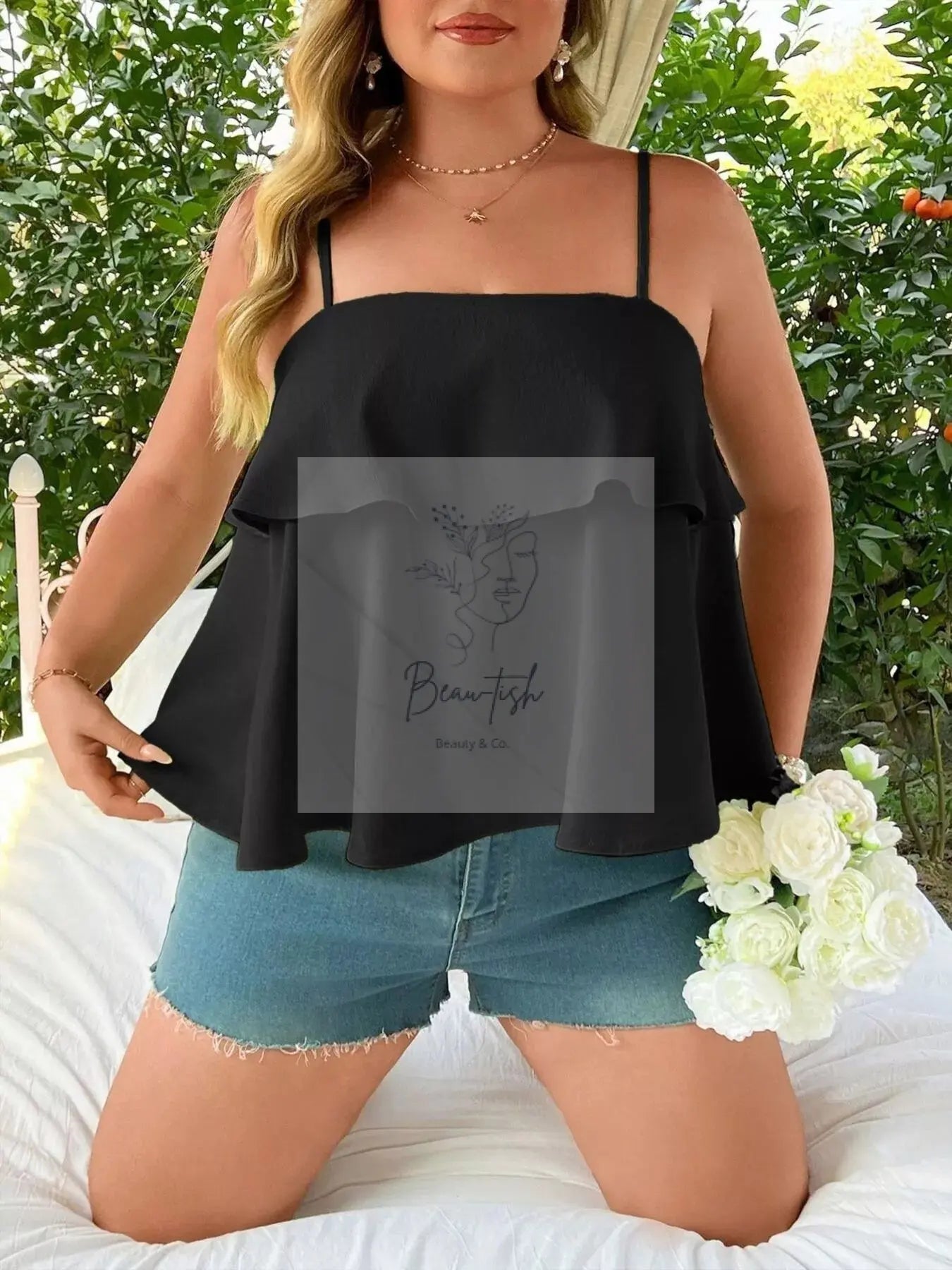Plus Size Ruffle Hem Cami