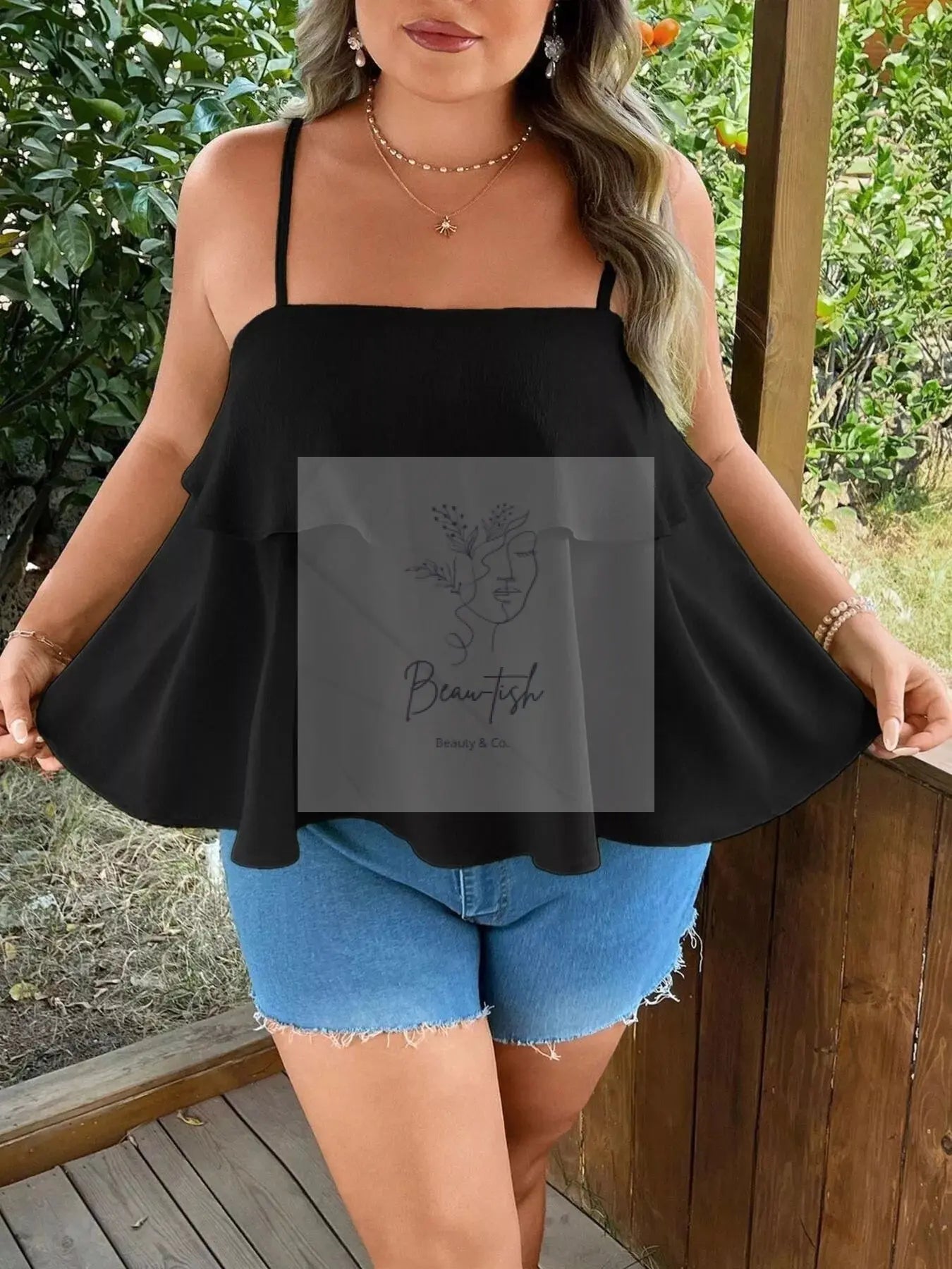 Plus Size Ruffle Hem Cami