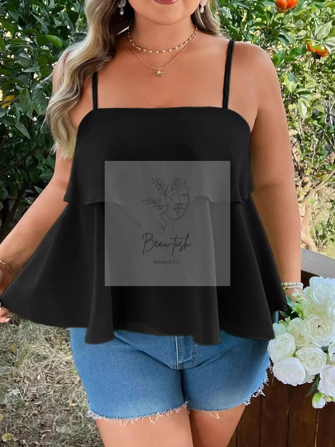 Plus Size Ruffle Hem Cami
