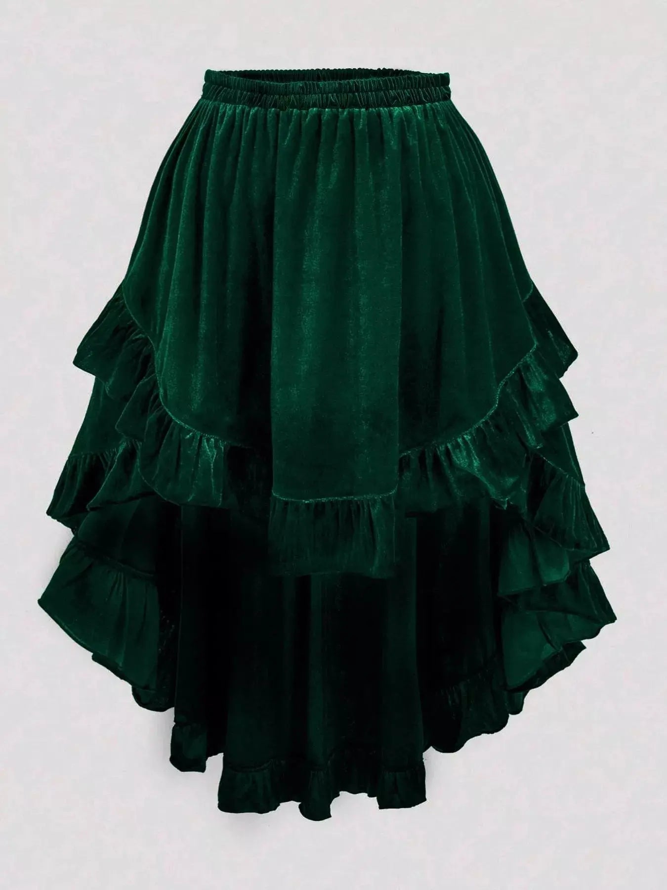 Plus Size Ruffled Velvet Elastic Waist Skirt
