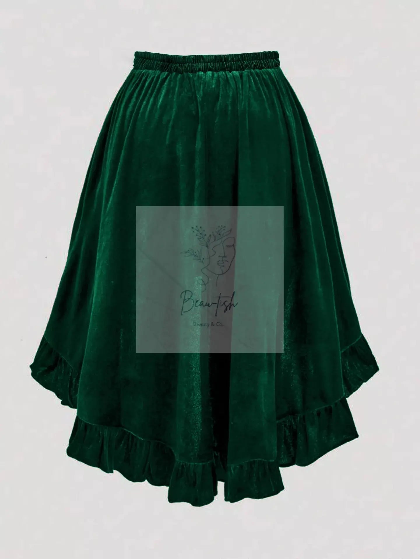 Plus Size Ruffled Velvet Elastic Waist Skirt