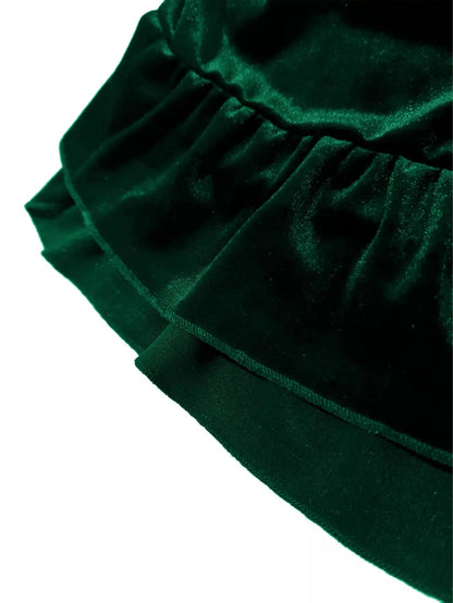Plus Size Ruffled Velvet Elastic Waist Skirt