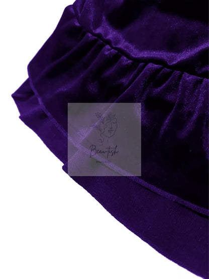 Plus Size Ruffled Velvet Elastic Waist Skirt