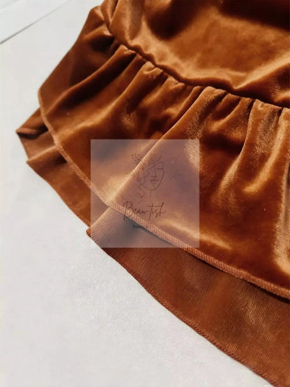 Plus Size Ruffled Velvet Elastic Waist Skirt